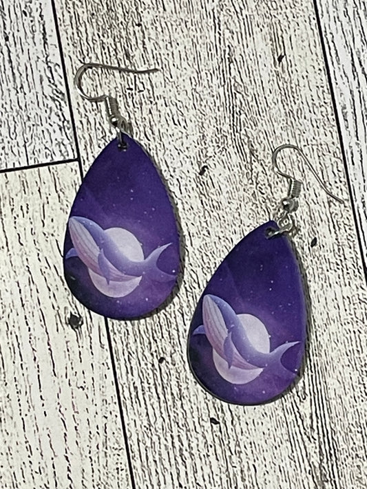 Purple Whale earrings